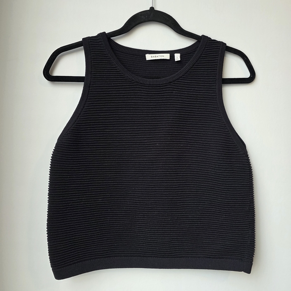 Babaton Tops - Babaton Sculpt Knit Black Ribbed Tank Top